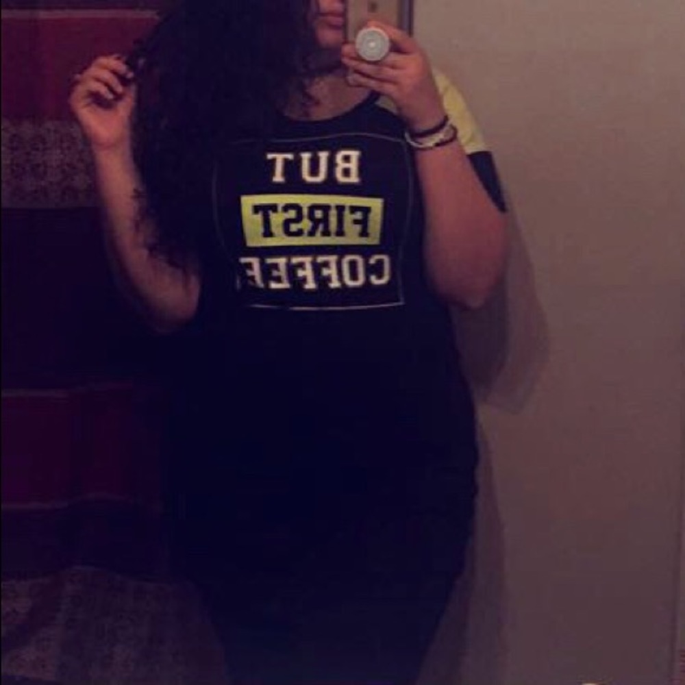 Coffee quote Tee shirt dress.